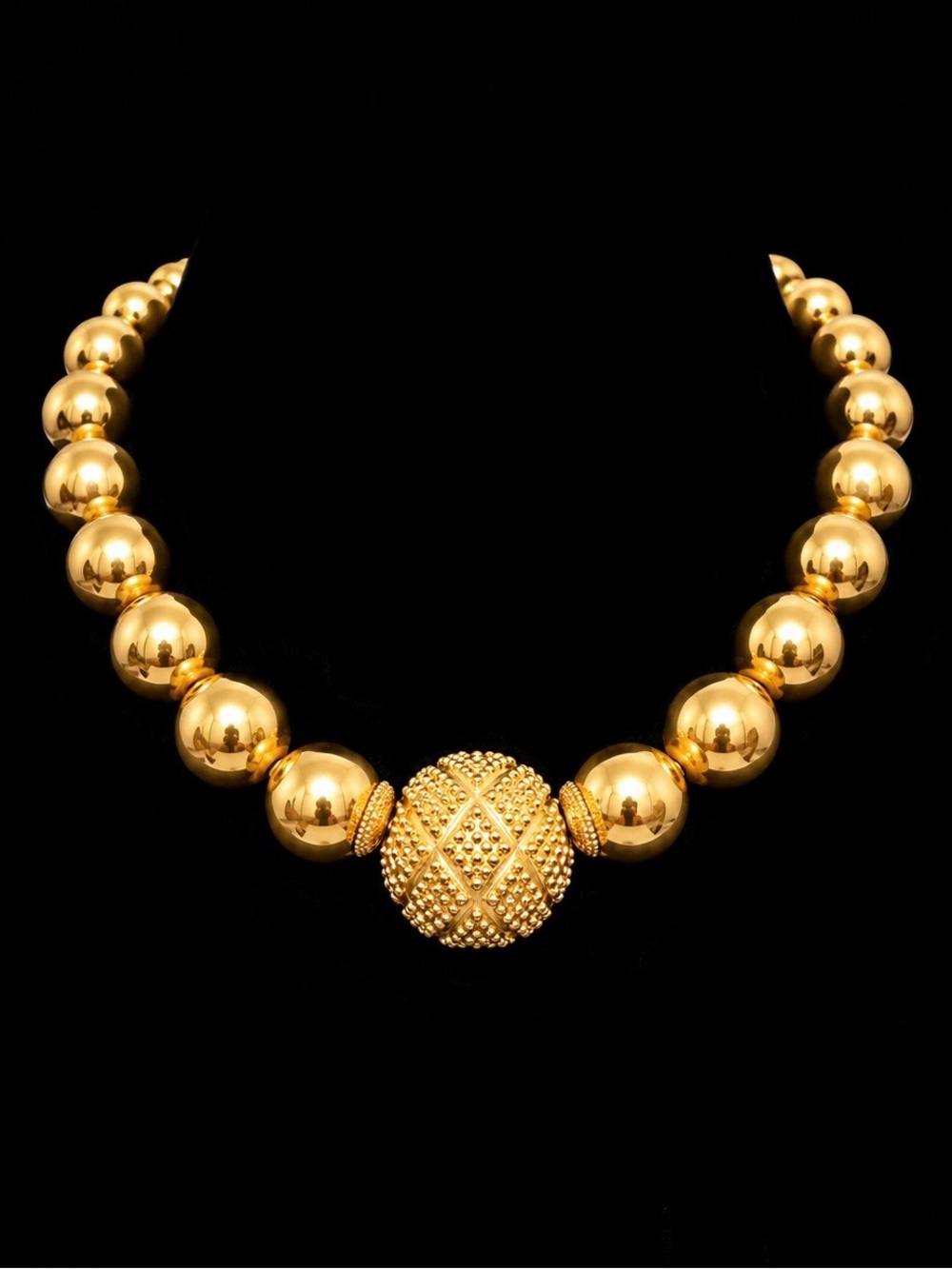 Gold Beaded Statement Necklace - Women Jewelry